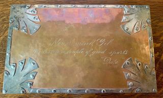 Antique Sterling Silver / Copper Wooden Lined Cigar Box - Hand Engraved Beauty