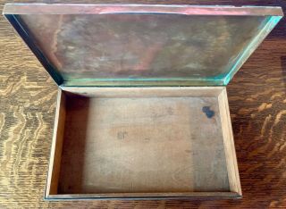 Antique Sterling Silver / Copper Wooden Lined Cigar Box - Hand Engraved Beauty 4