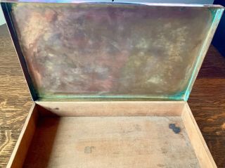 Antique Sterling Silver / Copper Wooden Lined Cigar Box - Hand Engraved Beauty 6