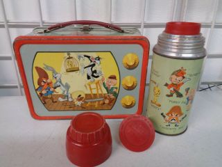 Vintage 1959 Thermos Metal Lunchbox Looney Tunes Bugs Bunny Complete