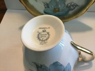 Vintage Queen Anne MAGNOLIA Blue & Gold Tea Cup & Saucer England 3