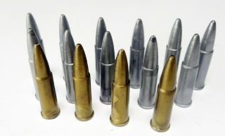 15 Gold & Sliver Plastic 45 Cal Bullets Made In Usa For Cap Gun Belts
