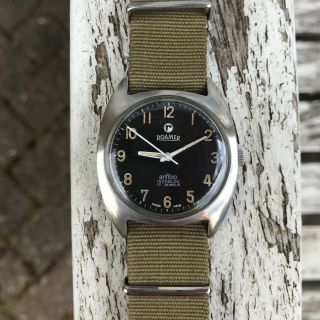 Rare vintage 1970 ' s Roamer Anfibio Rhodesian army military issued 17J watch 2