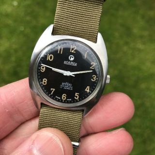 Rare vintage 1970 ' s Roamer Anfibio Rhodesian army military issued 17J watch 7