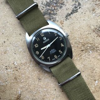 Rare vintage 1970 ' s Roamer Anfibio Rhodesian army military issued 17J watch 8