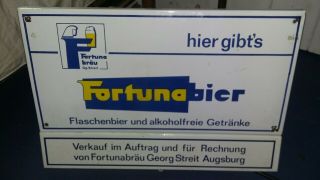 Vintage Fortuna Bier,  Fortune Brau,  Beer Porcelain Sign,  Augsburg Germany