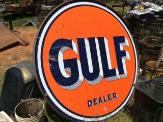 Vintage Gulf Double Sided Dealer Sign