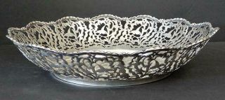 18 - 1900’s “gebr.  Friedlander”.  800 Silver Perforated Humming Bird Table Basket