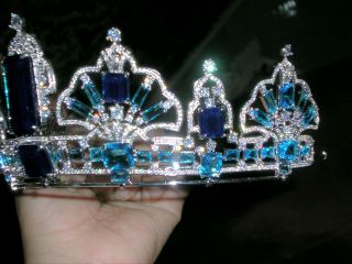 Vintage Art Deco Theatre Diamond Sapphire Paste Tiara Art Nouveau Russian Crown