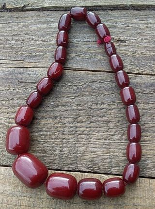 Antique/vintage Cherry Amber Bakelite Faturan Necklace 73.  5 Grams.