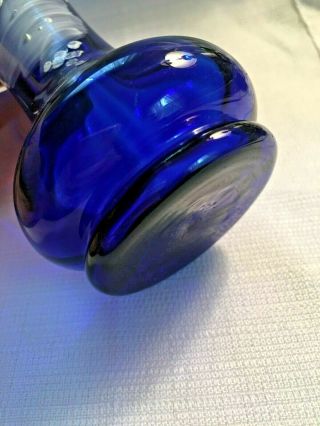 Mary Gregory Glass Vases Hand Painted Colbalt Blue girl and boy 6 1/4 