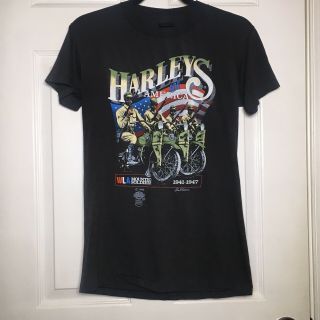 Vintage 1985 3d Emblem Harleys And America T - Shirt Rare [medium - Single Stitch]