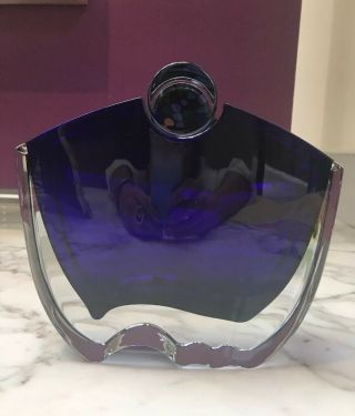 Baccarat Cobalt Blue Crystal Oceanie Vase Vintage Millefiori Cylindrical Stopper