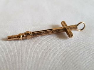 Antique Victorian 9ct Gold Cross Crucifix Pendant Slide Propelling Pencil C1880