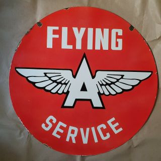 Indian Penn,  Flying A,  Texaco Aviation Vintage Porcelain Sign 30 Inches Round