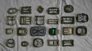 Vintage Antique Glass Paste Shoe Buckles Costume Jewellery