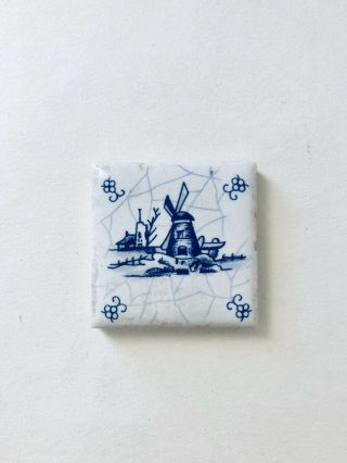 Delft Blue Porcelain Tile Made In Holland Windmill Landscape 1 - 1/2”