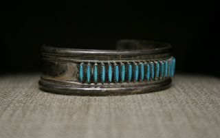 Vintage Native American Zuni Turquoise Sterling Silver Cuff Bracelet 2