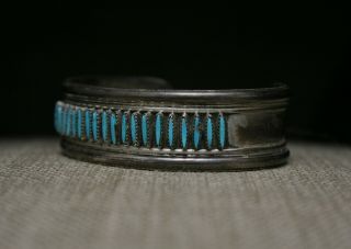 Vintage Native American Zuni Turquoise Sterling Silver Cuff Bracelet 5