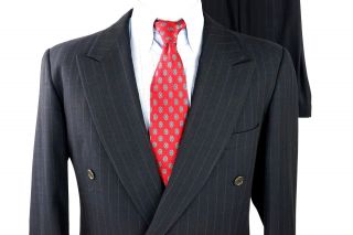 Giorgio Armani Black Label Vintage Double Breasted Peak Lapel Suit 40s 34 X 29