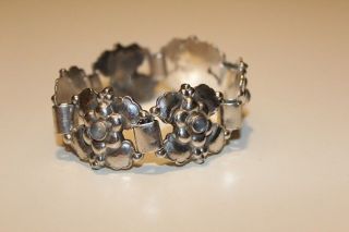 Vintage Georg Jensen Denmark Sterling Silver Bracelet No.  61 with Moonstone 2