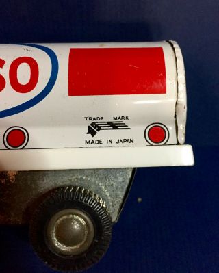 Rare Trade Mark Made In Japan Tin Litho ESSO Gas Tanker Friction Toy Truck 6.  5 