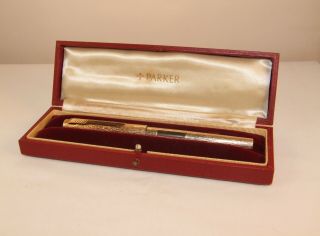 Vintage Parker 105 Fountain Pen - Rolled Gold Bark Finish - C1979 - Rare &