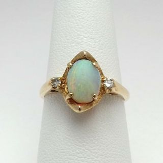 Art Deco 14k Gold 3/4ctw Opal October Birthstone Ring Sz 6.  25