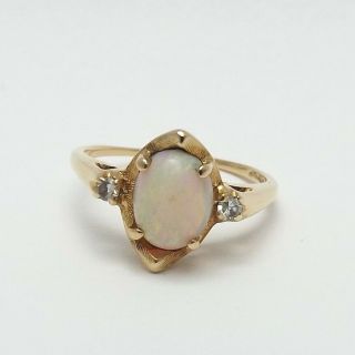 Art Deco 14k Gold 3/4ctw Opal October Birthstone Ring Sz 6.  25 2