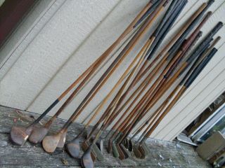 26 Vintage Antique Wooden Golf Clubs Spaulding Beagan Clancy Hagen Spoon JWX Tom 2