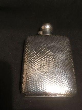 Rare Textured Finished Large Curved Solid Silver Hip/spirit Flask