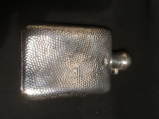 Rare Textured Finished Large Curved Solid Silver Hip/spirit Flask 2