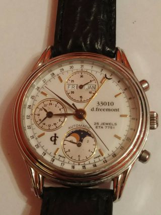 Rare Old Stock D.  Freemont Automatic Moonphase Tripple Date Chronograph