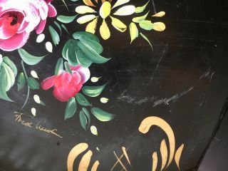 Vintage Fred Austin LARGE METAL FLORAL TOLE WARE TRAY Nashco 5