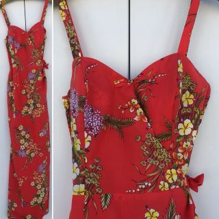 Vintage Paradise Hawaii Made In Honolulu Hawaiian Sarong Dress Sz 10 Pinup 3