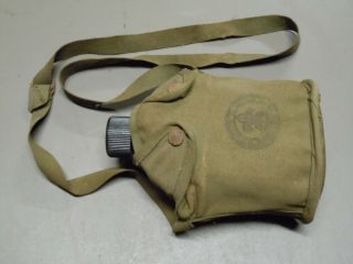Vintage Wwii (ww2) Army Us Steel Canteen; P.  P.  Inc.  1943,  With Cover