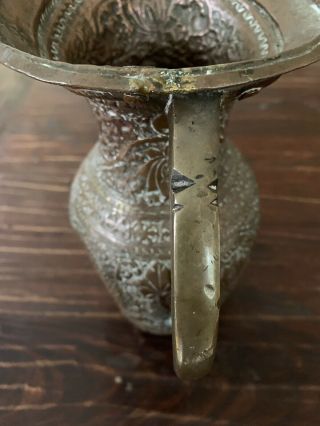 Antique Hand Hammered Repousse’ Copper Pitcher; Vase; Garden; Planter Pot; India 5