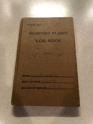 1944 Aviators Flight Log Book E L Gammons Wwii Pilot World War Two 2 Usn Navy