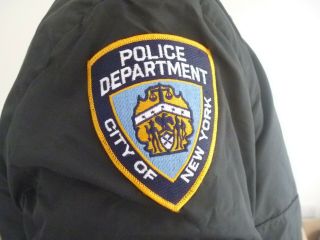 VINTAGE USA BLACK POLICE JACKET WITH BADGES GIBBS 419 NYPD CITY OF YORK 3