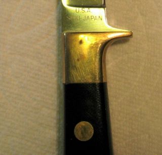 Vtg Pocket Usa Blade AL MAR 5000 FISHER Knife Micarta Handles,  Orig fold case 2