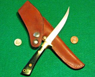 Vtg Pocket Usa Blade AL MAR 5000 FISHER Knife Micarta Handles,  Orig fold case 4