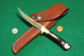 Vtg Pocket Usa Blade AL MAR 5000 FISHER Knife Micarta Handles,  Orig fold case 8