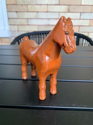 Vintage Carved Wooden Horse Figurine Statue Toy Wood