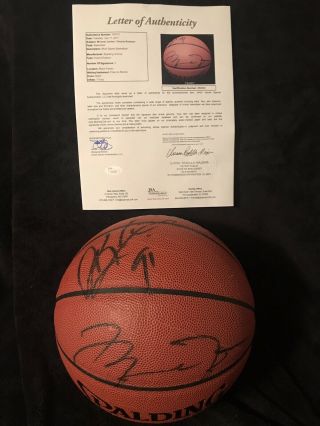 Michael Jordan & Dennis Rodman Signed Nba Basketball Jsa Loa Rare Chicago Bulls