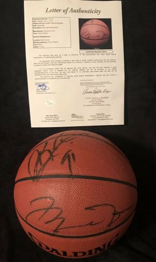 Michael Jordan & Dennis Rodman Signed NBA Basketball JSA LOA RARE Chicago Bulls 2