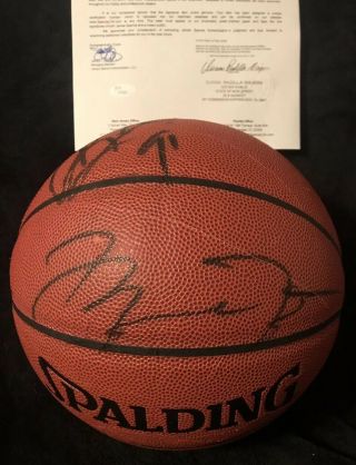 Michael Jordan & Dennis Rodman Signed NBA Basketball JSA LOA RARE Chicago Bulls 4