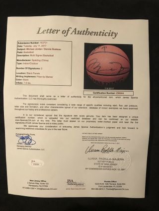 Michael Jordan & Dennis Rodman Signed NBA Basketball JSA LOA RARE Chicago Bulls 9