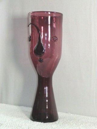 Rare MCM Mid Century Modern BLENKO Glass Amethyst Purple Head Face Vase 1955 2