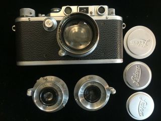Vintage Leitz Leica Camera Box System 1939 IIIB,  3 lenses and accessories 2