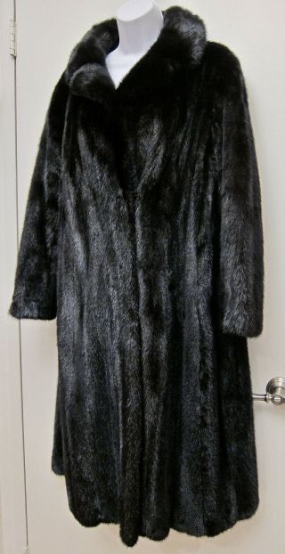 M L 8 10 12 Vintage Long Black Mink Fur Swing Coat Huge 70 